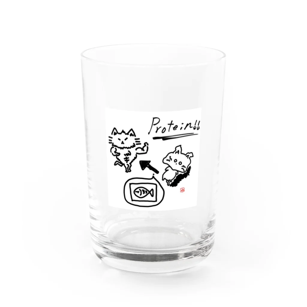 ねふくるのプロテインねこ Water Glass :front