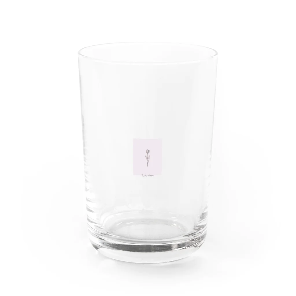 rilybiiのチューリップ＊メッセージ＊ピンク Water Glass :front