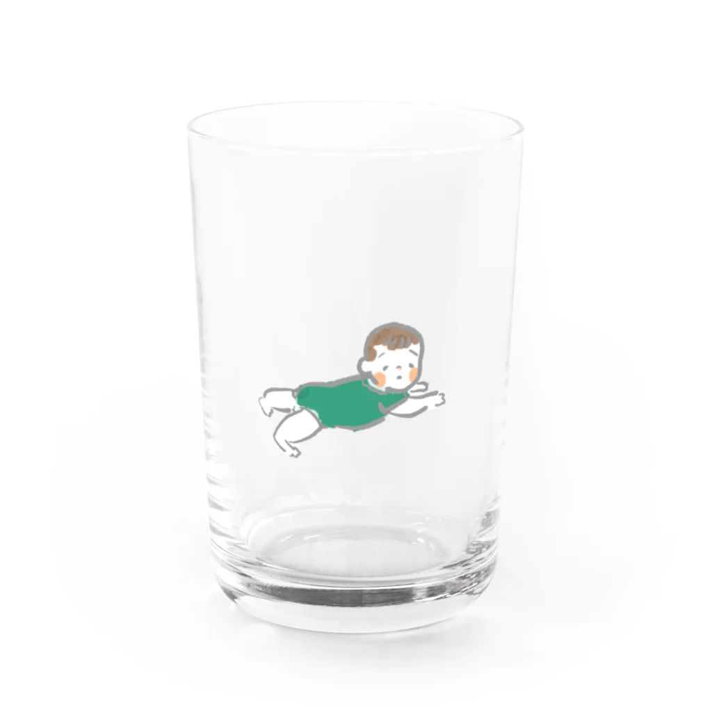 しろねこまんじゅうshopの赤ちゃんずりばい Water Glass :front