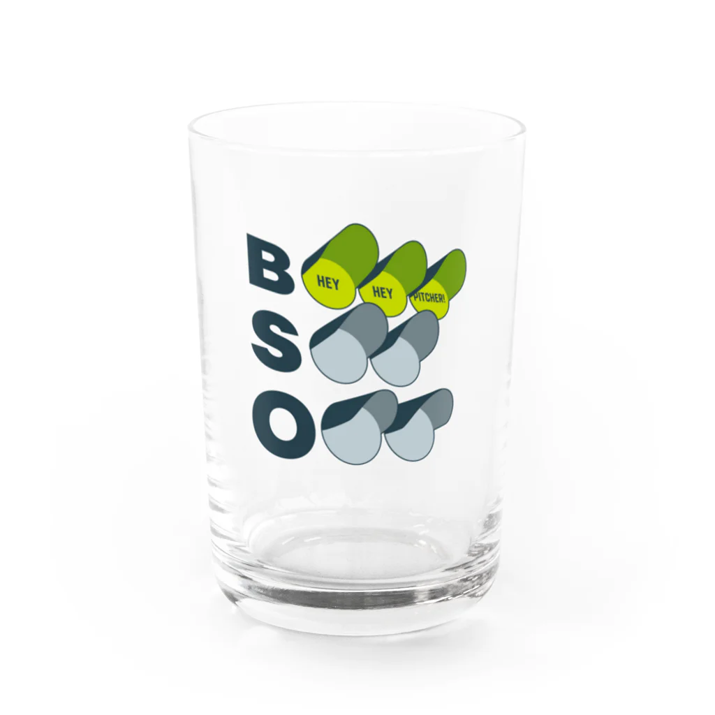 Baseball Buffのヘイヘイピッチャーびびってる！（BSOランプ・スリーボール） Water Glass :front