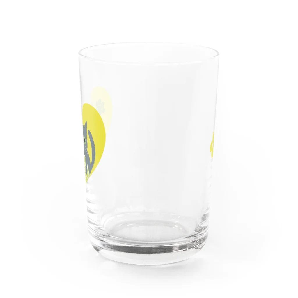 さくらもちゅ*のグレ猫とライムのグラス Water Glass :front