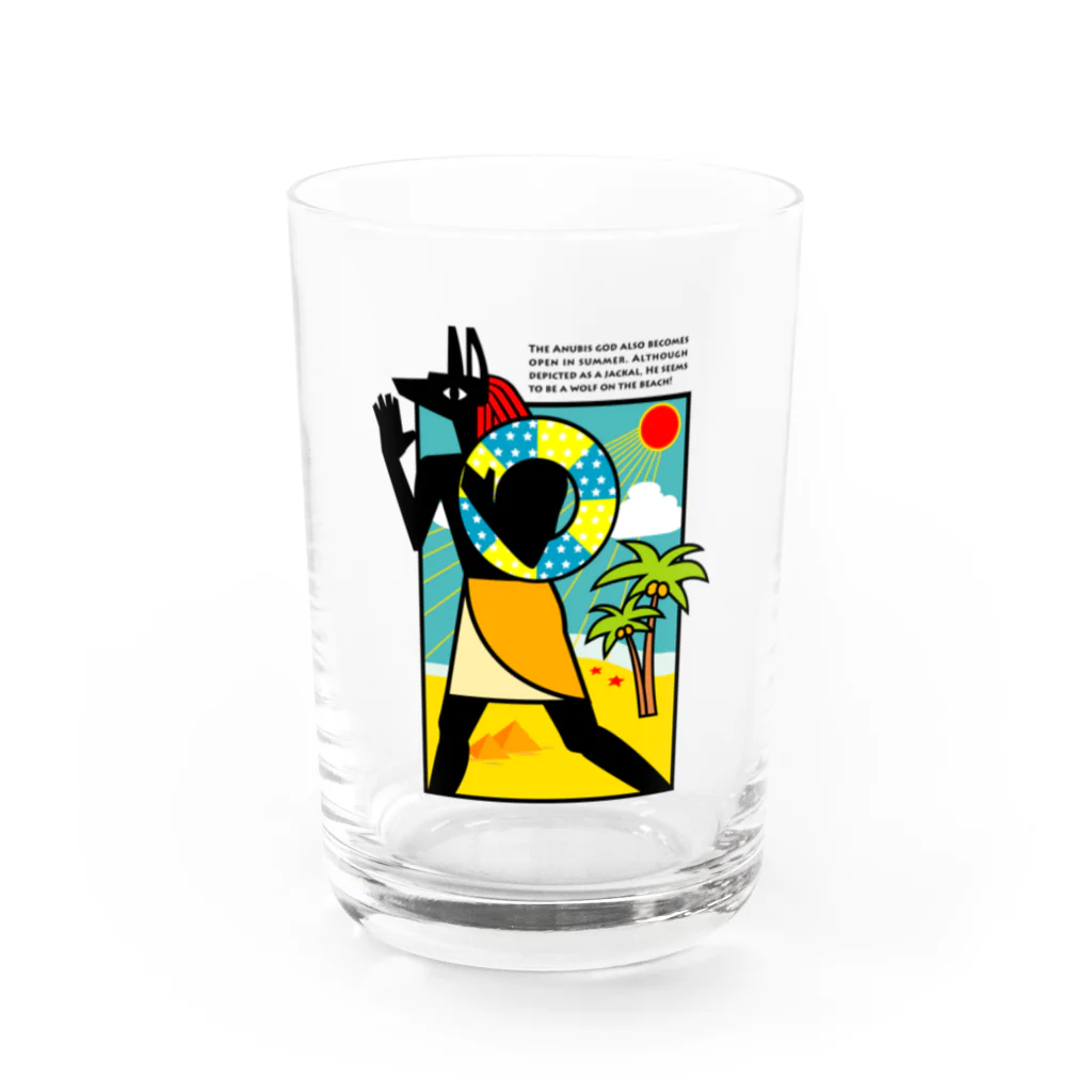 huroshikiの夏のアヌビス神 in the beach Water Glass :front