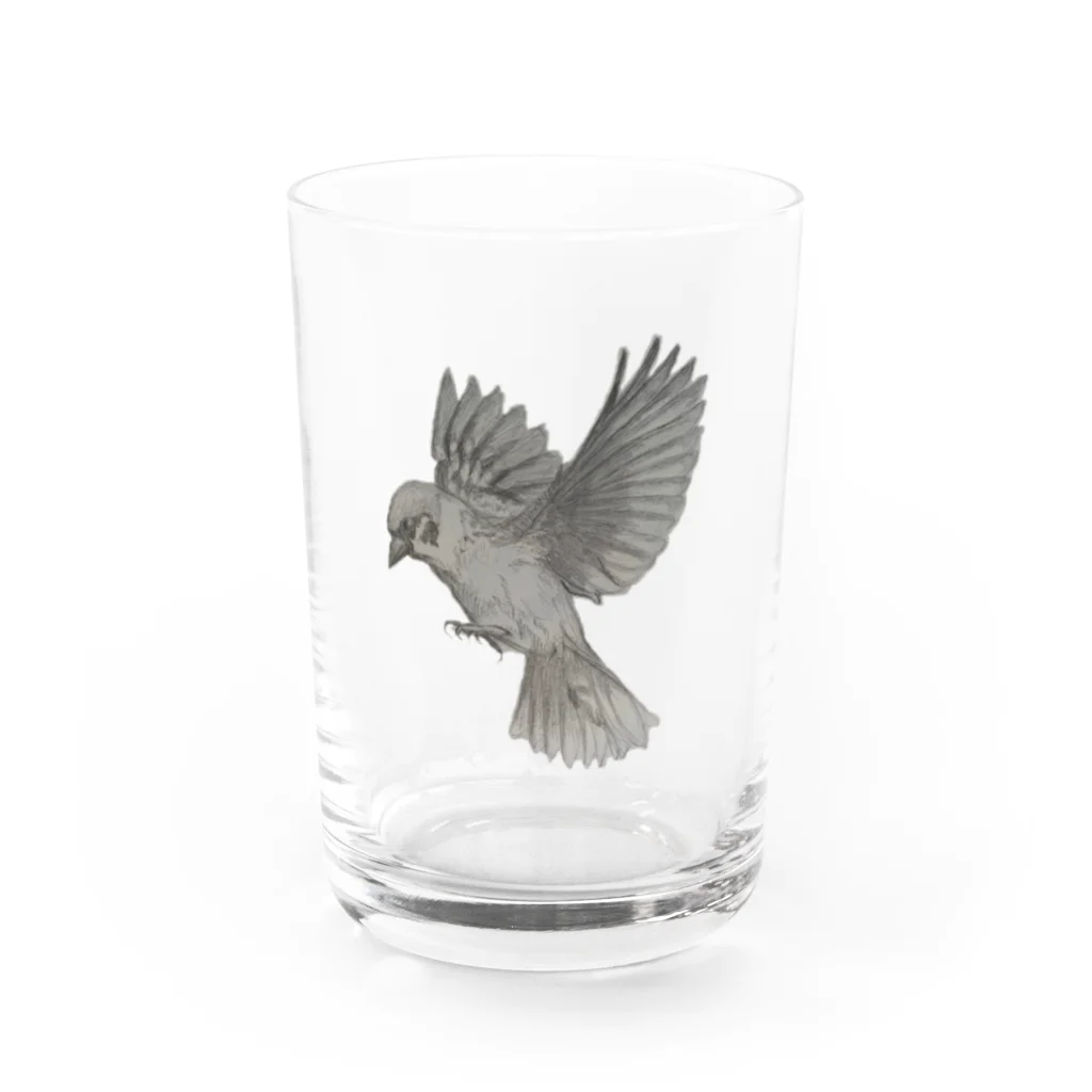 ぴろ(^O^)／のイモウトノエ(スズメ) Water Glass :front