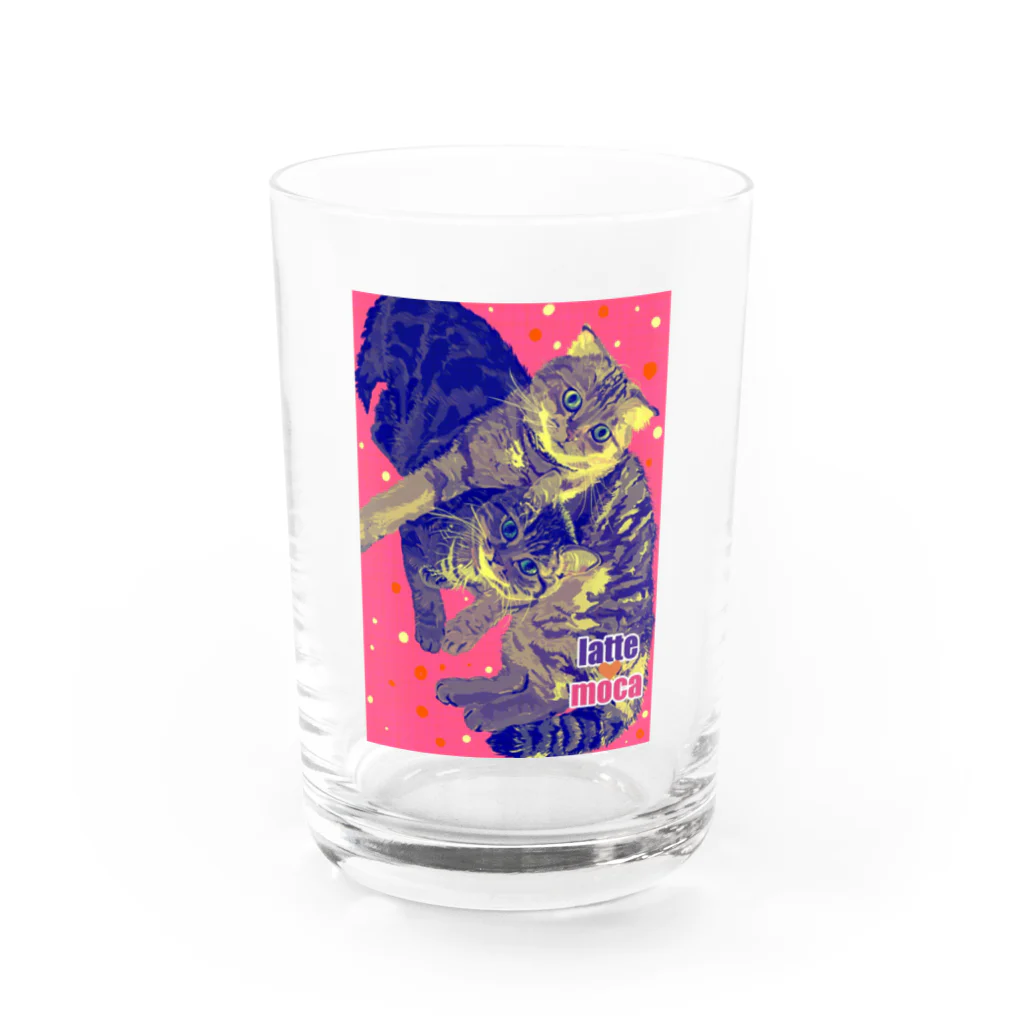 strtの猫のラテモカグッズ Water Glass :front