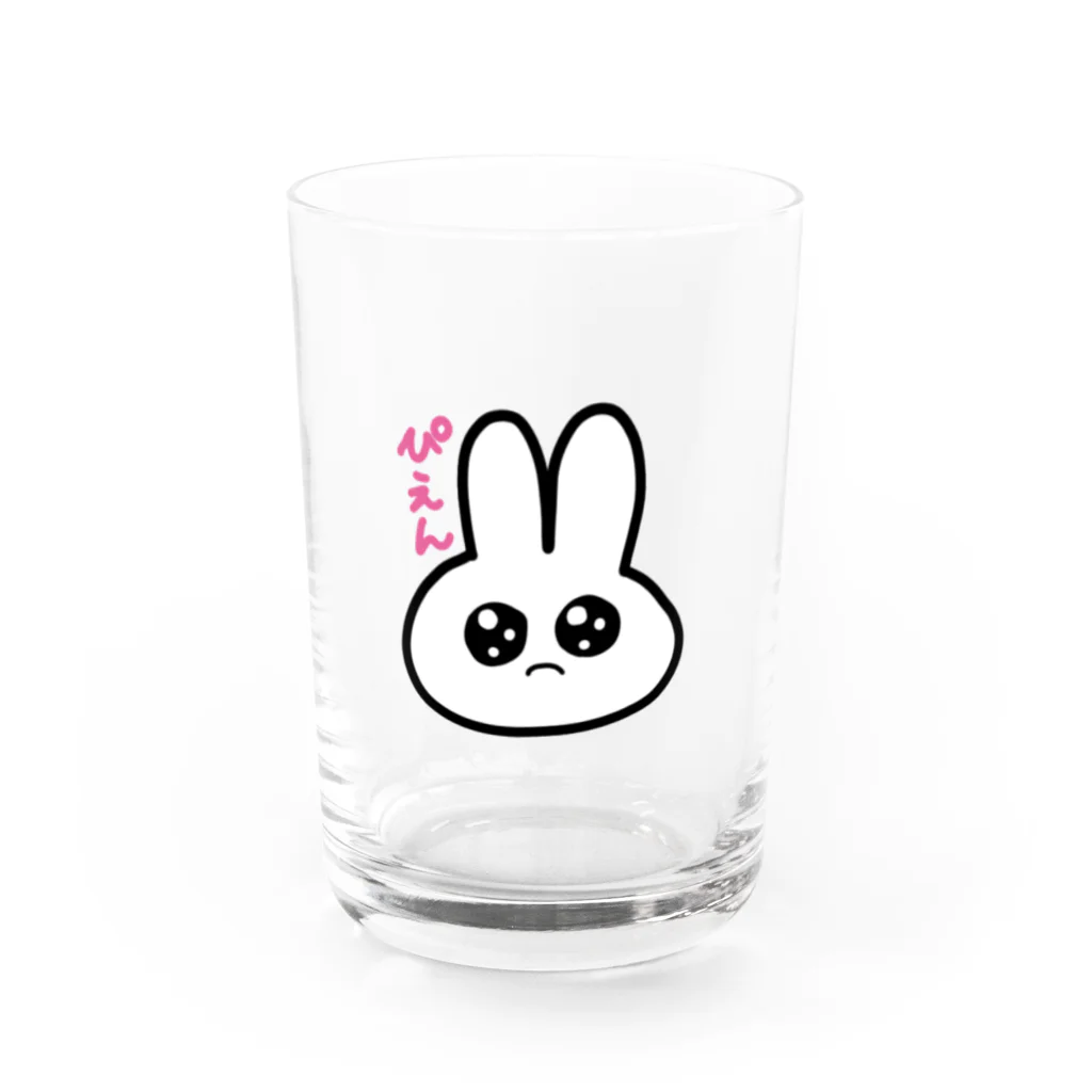 ゆるいぐっずを生み出す母のぴえんうさぎ Water Glass :front