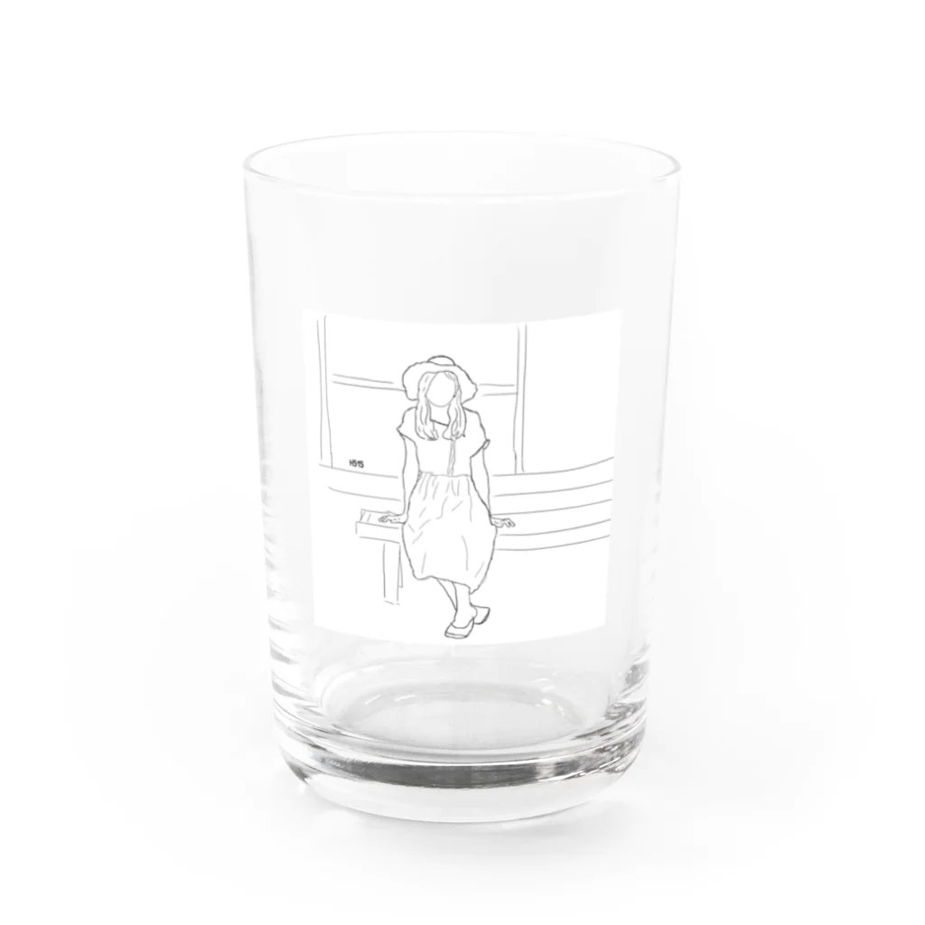 ほのかの縁側の麦わらガール Water Glass :front