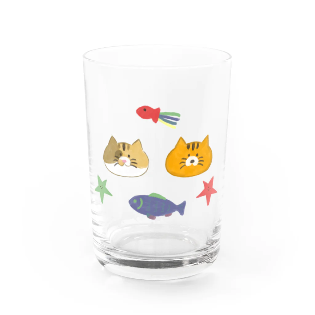 おこらないネコはなたんのはなたんとしまちゃん Water Glass :front