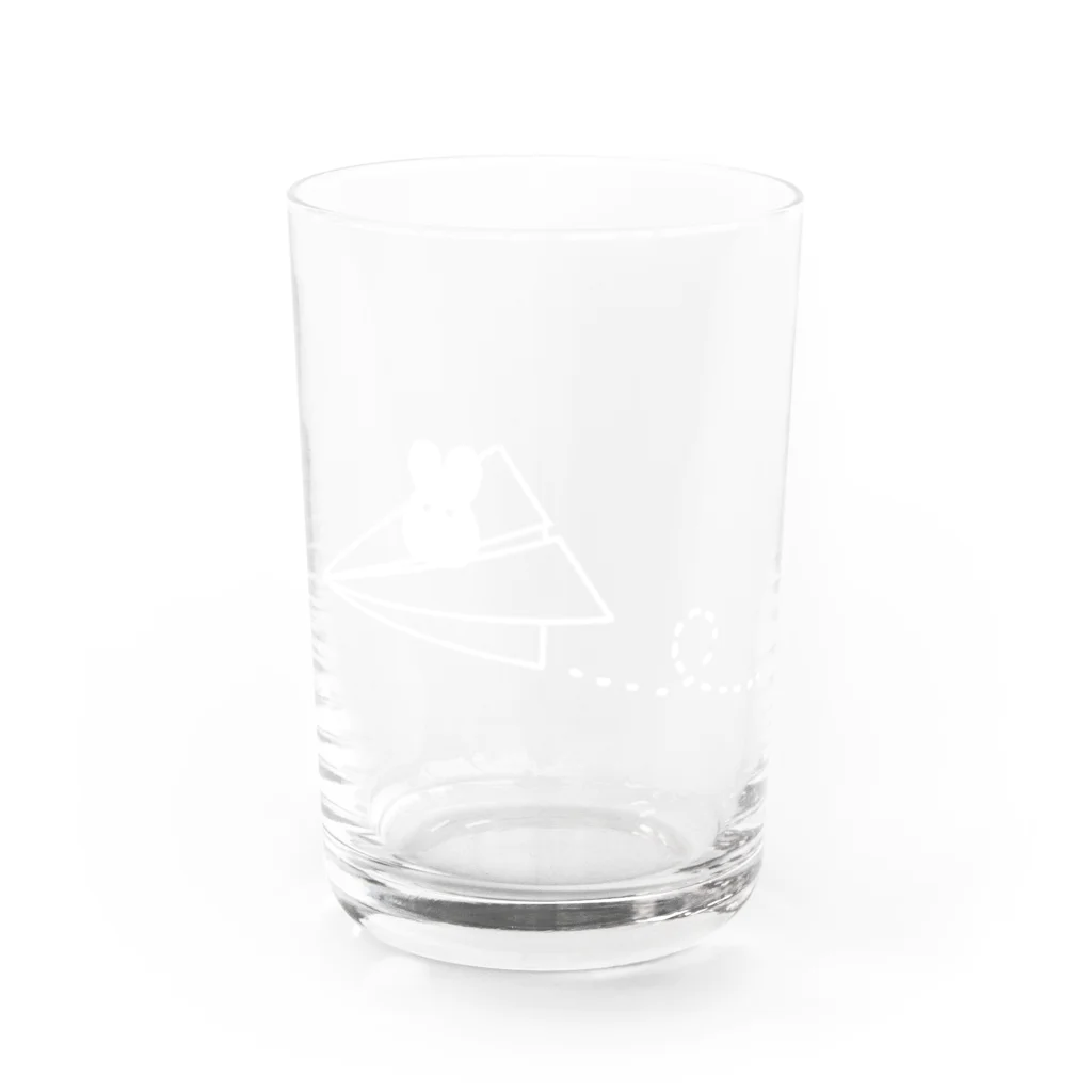 0izumizumide0の紙飛行機とうさぎ Water Glass :front