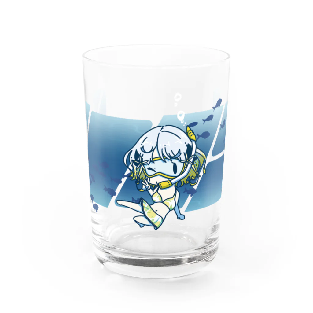 柚子花(ゆずは)の海を飲む Water Glass :front