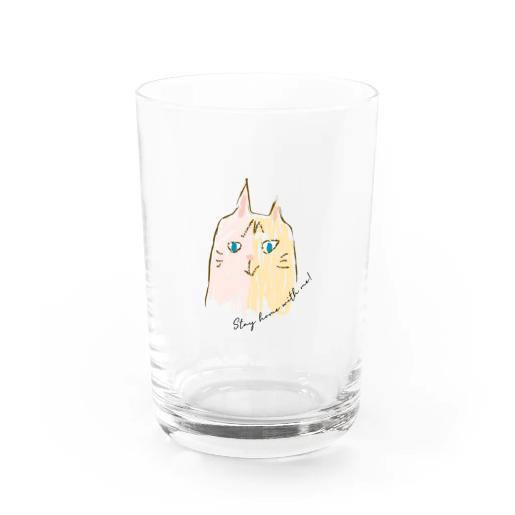 ℍ𝕚𝕣𝕠𝕞𝕚𝕚のcat(Mix Pink&Yellow) Water Glass :front