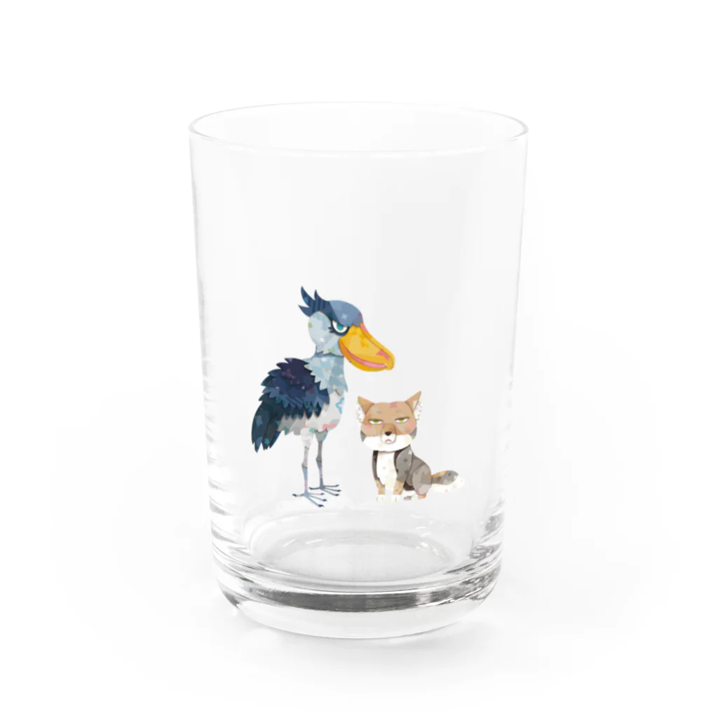 キクチミロのハシビロコウ&チベットスナギツネ Water Glass :front