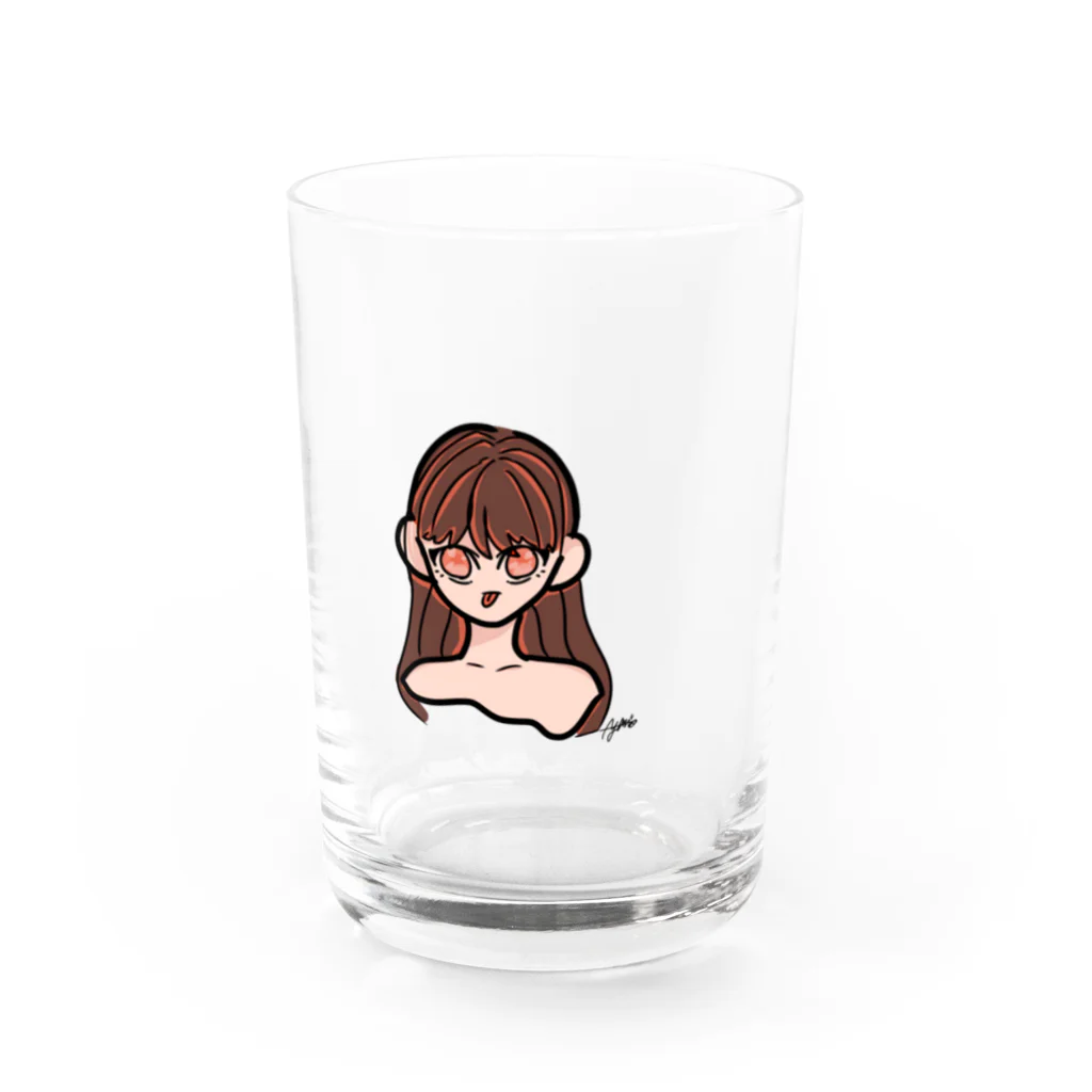 aAaAaのロングヘアのあっかんべーちゃん Water Glass :front