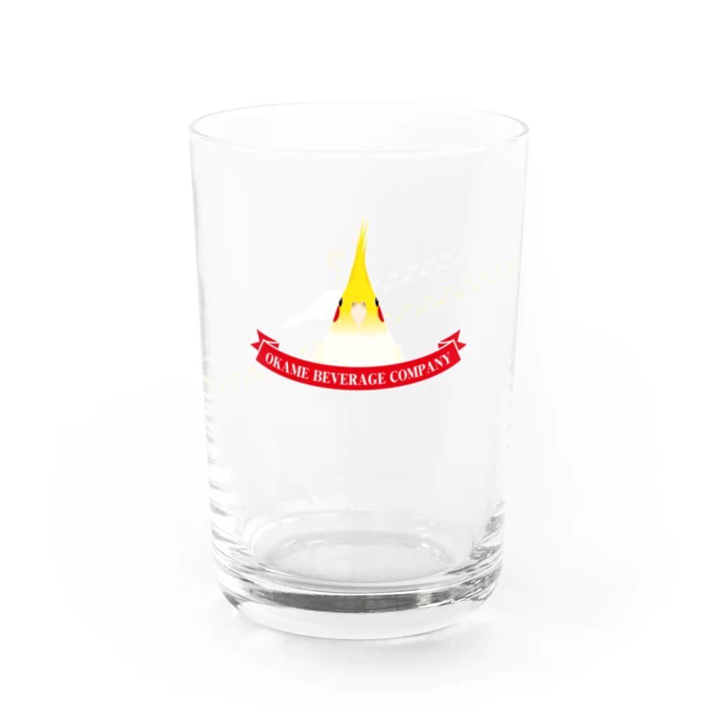 Jaune Vertの小鳥の足あと（オカメインコ・ルチノー） Water Glass :front