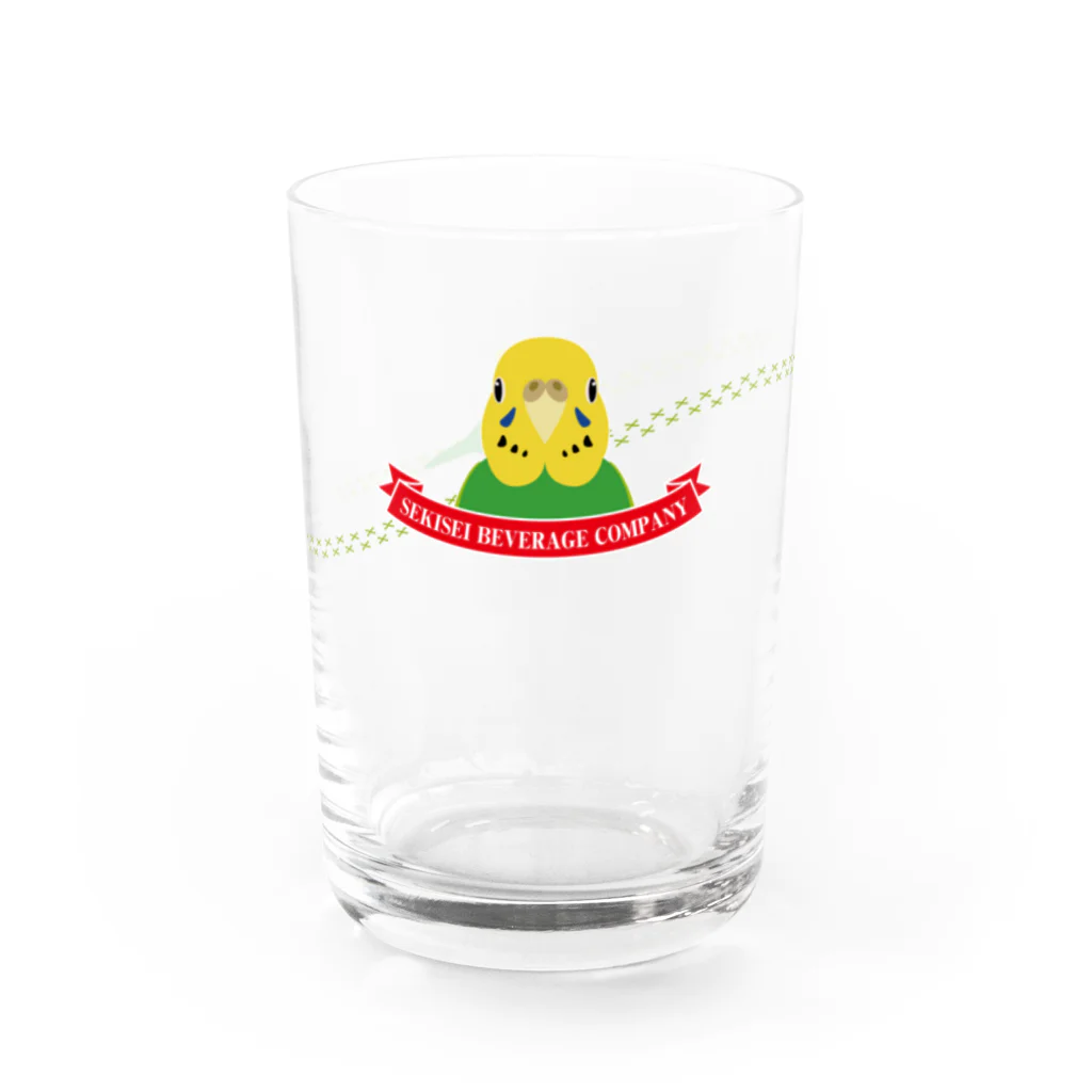 Jaune Vertの小鳥の足あと（セキセイインコ・グリーン） Water Glass :front