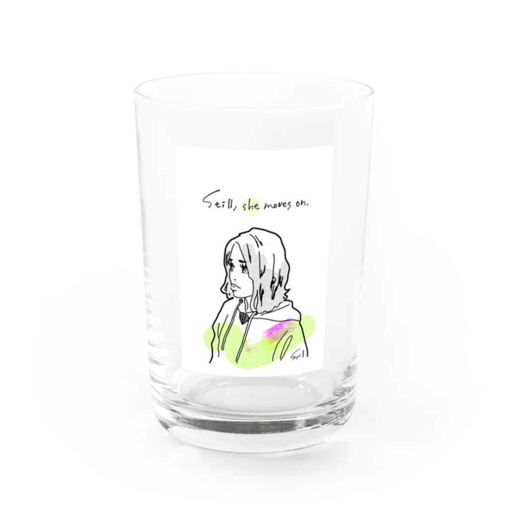 しみじみ　しじみのgirl Water Glass :front