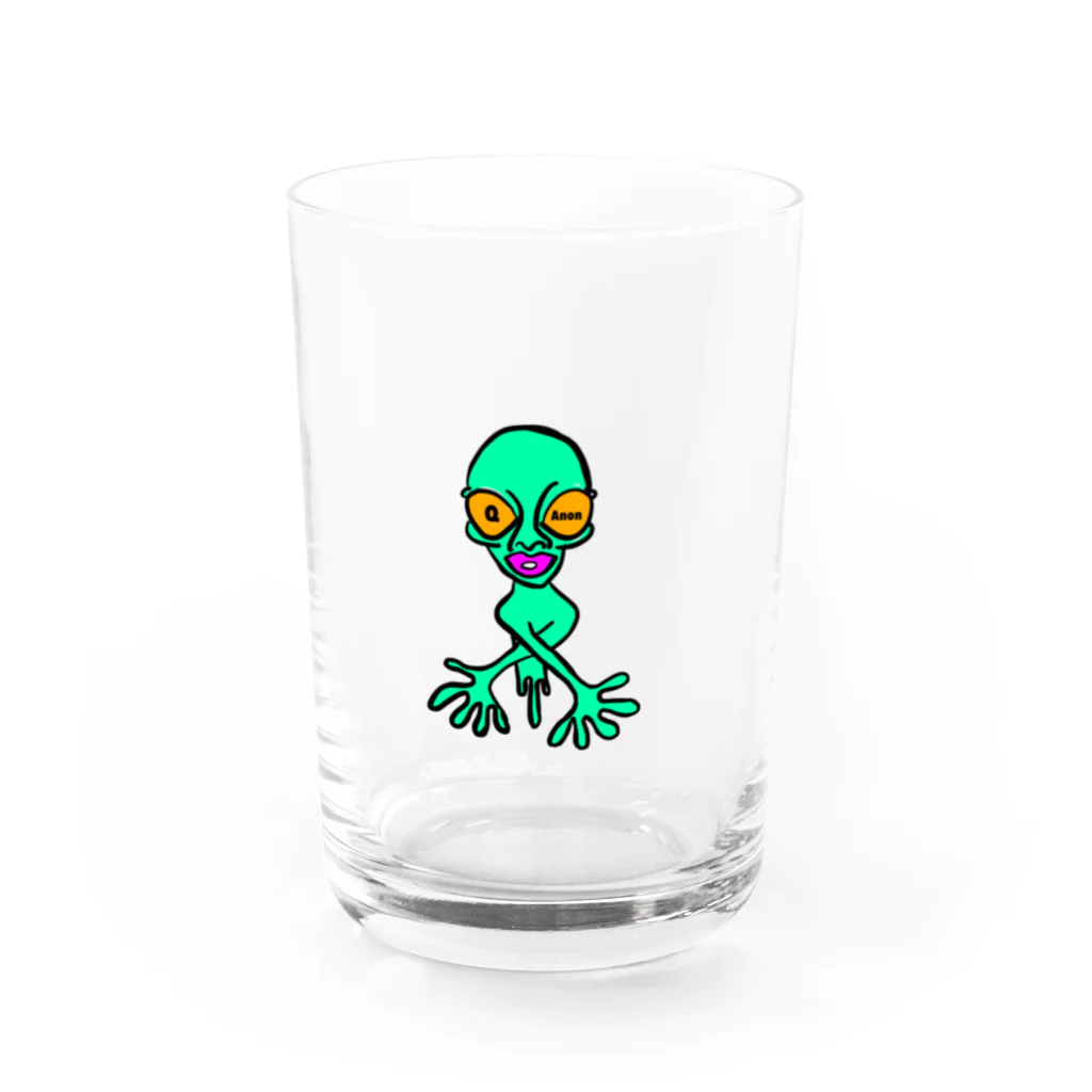 AmberjackのQanon 宇宙人 Water Glass :front