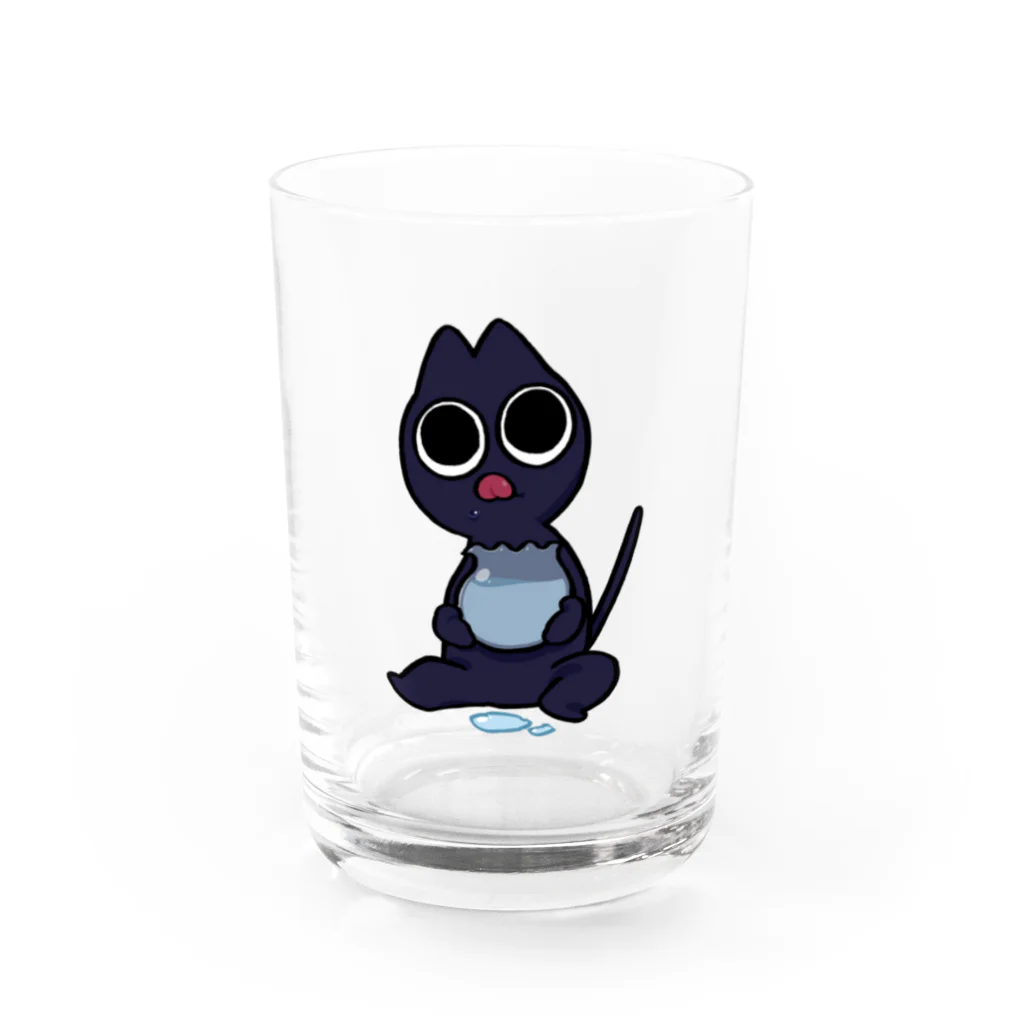 ムイムイクソジャンボのお食事した黒猫 Water Glass :front