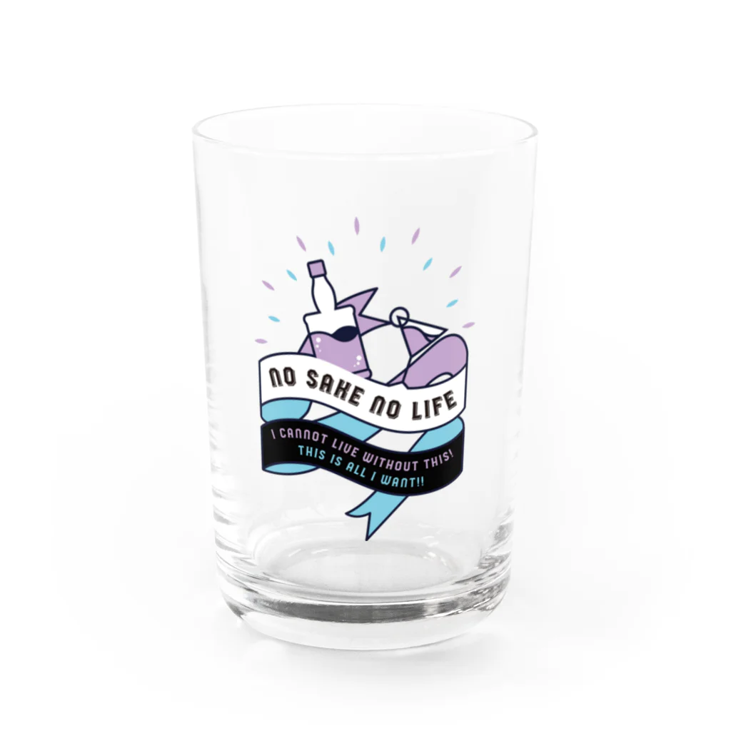 SANKAKU DESIGN STOREのNO SAKE NO LIFE。 レトロな紫×青 Water Glass :front