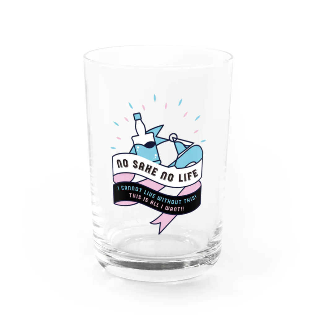 SANKAKU DESIGN STOREのNO SAKE NO LIFE。 レトロな青×赤 Water Glass :front