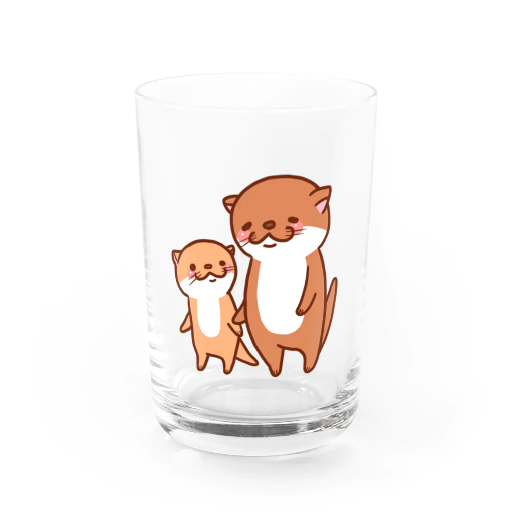 corotan09のカワウソ親子 Water Glass :front