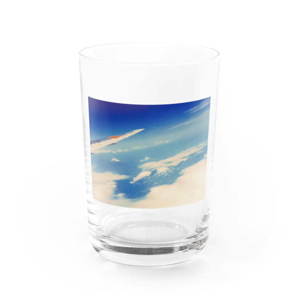 mammamiaの富士山と飛行機 Water Glass :front