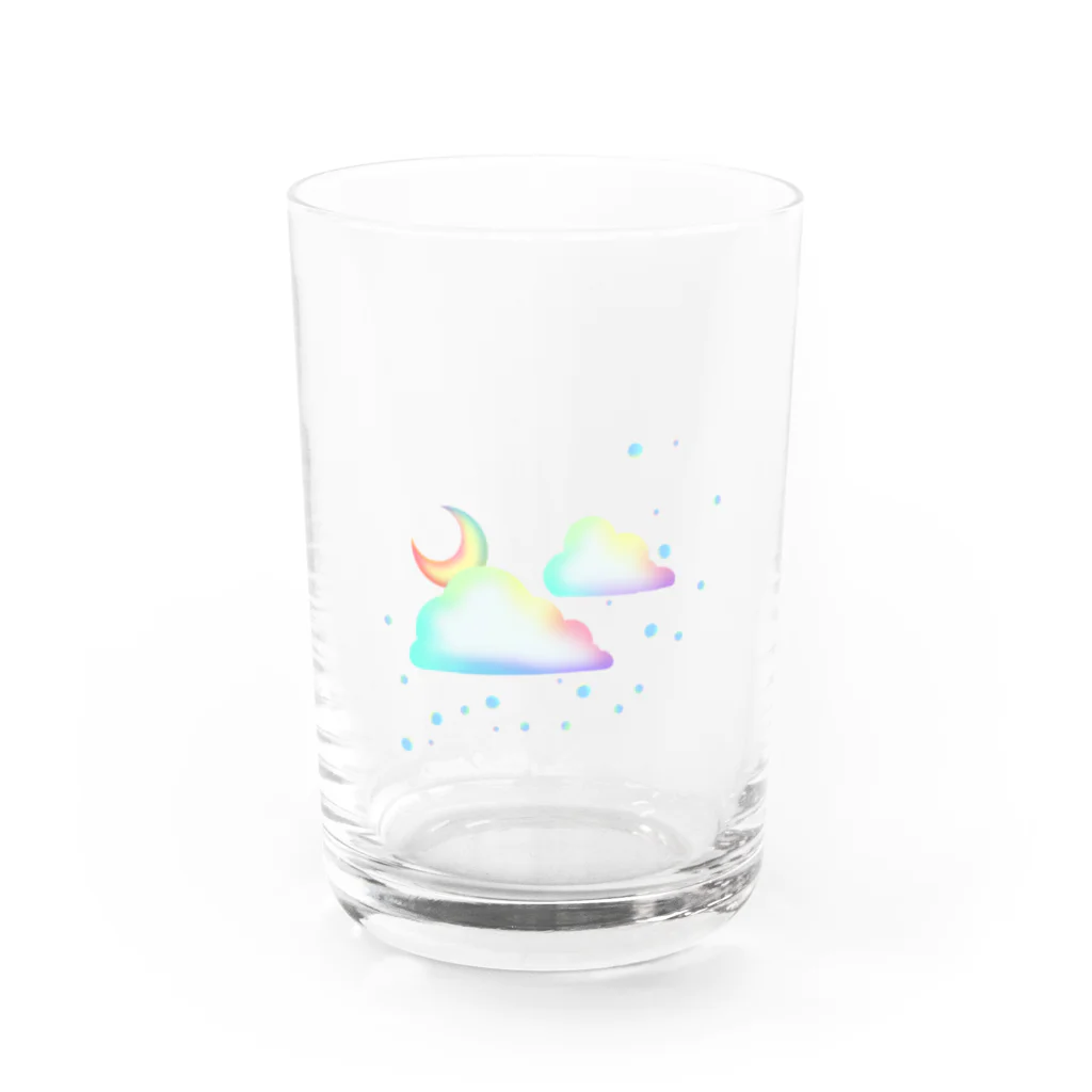 samereniの月と雲ふわふわ Water Glass :front