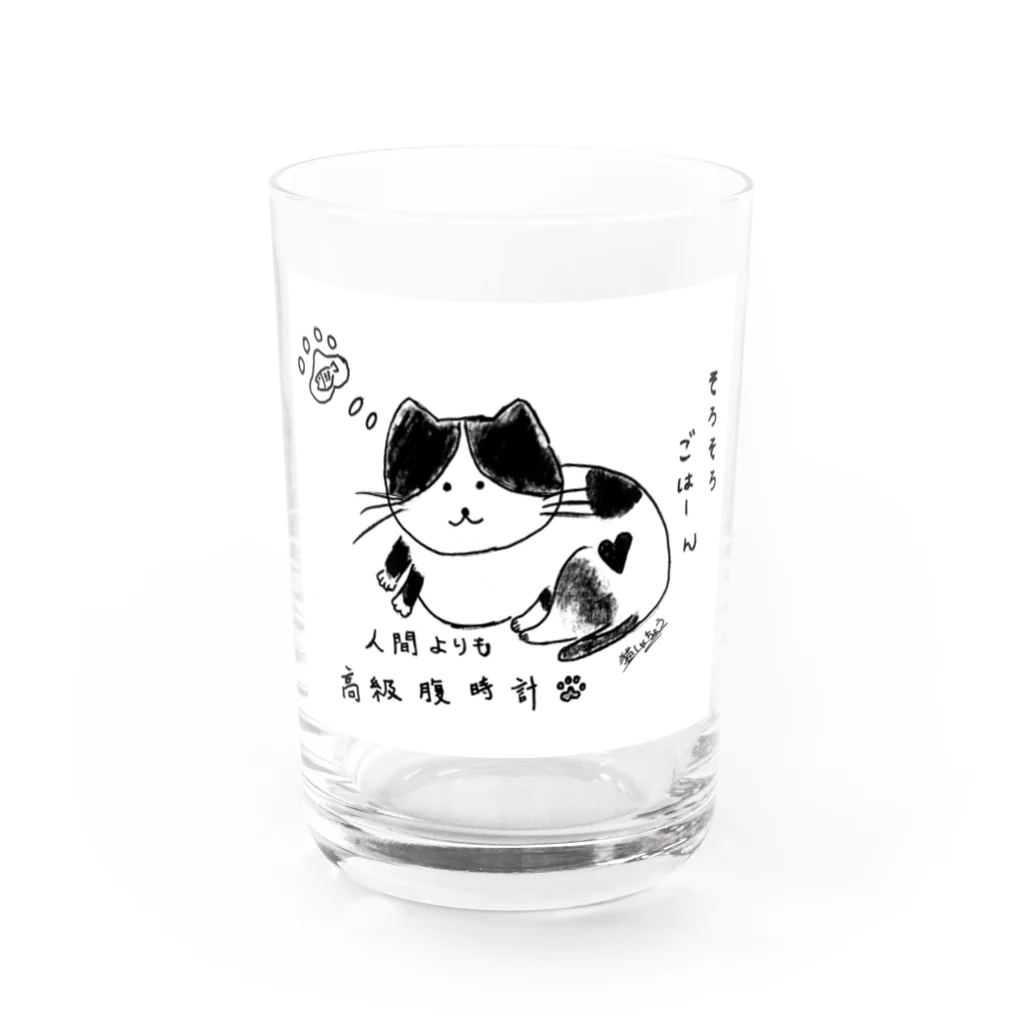 猫しゃちょうのハチワレにゃんこ　高級腹時計 Water Glass :front