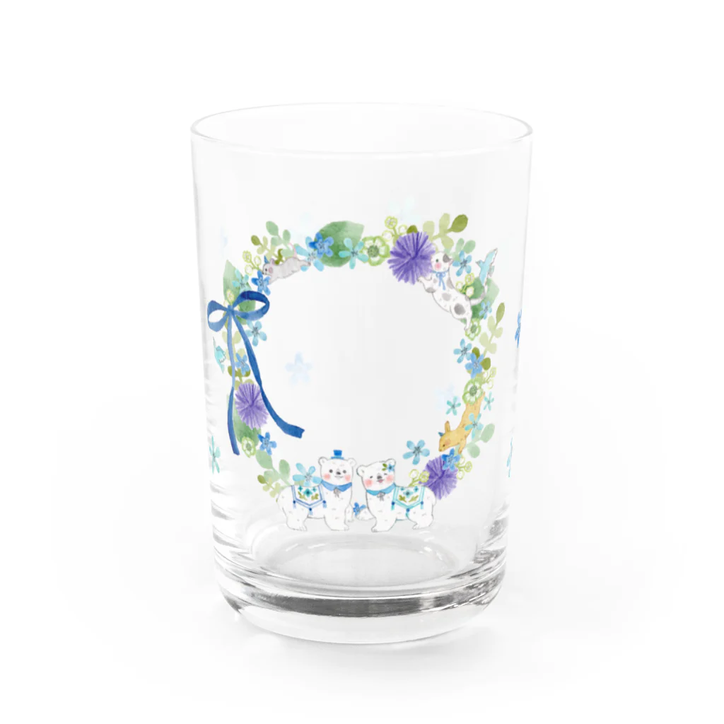 しまざきあんみのブルーフラワーリース Water Glass :front