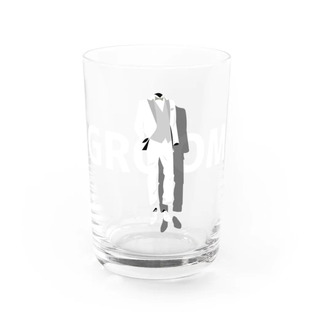 ペアTシャツ屋のシバヤさんのペア(GROOM)タキシード_白_FW Water Glass :front