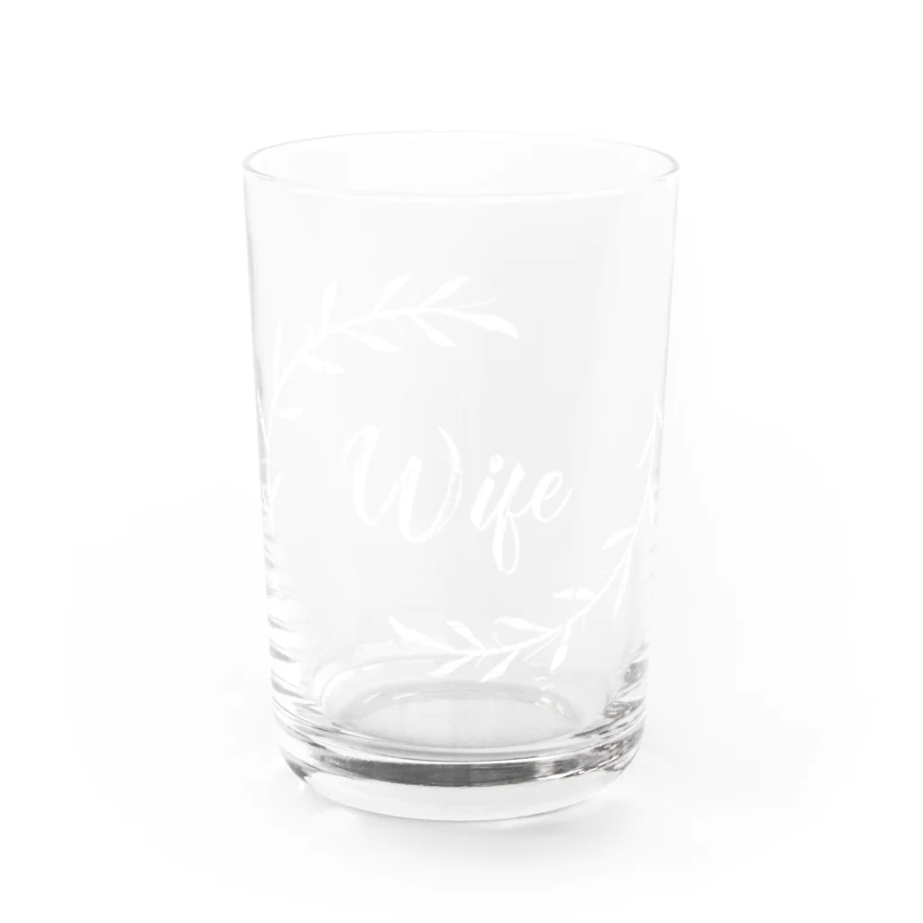 ペアTシャツ屋のシバヤさんのペア(Wife)リーフ_白 Water Glass :front