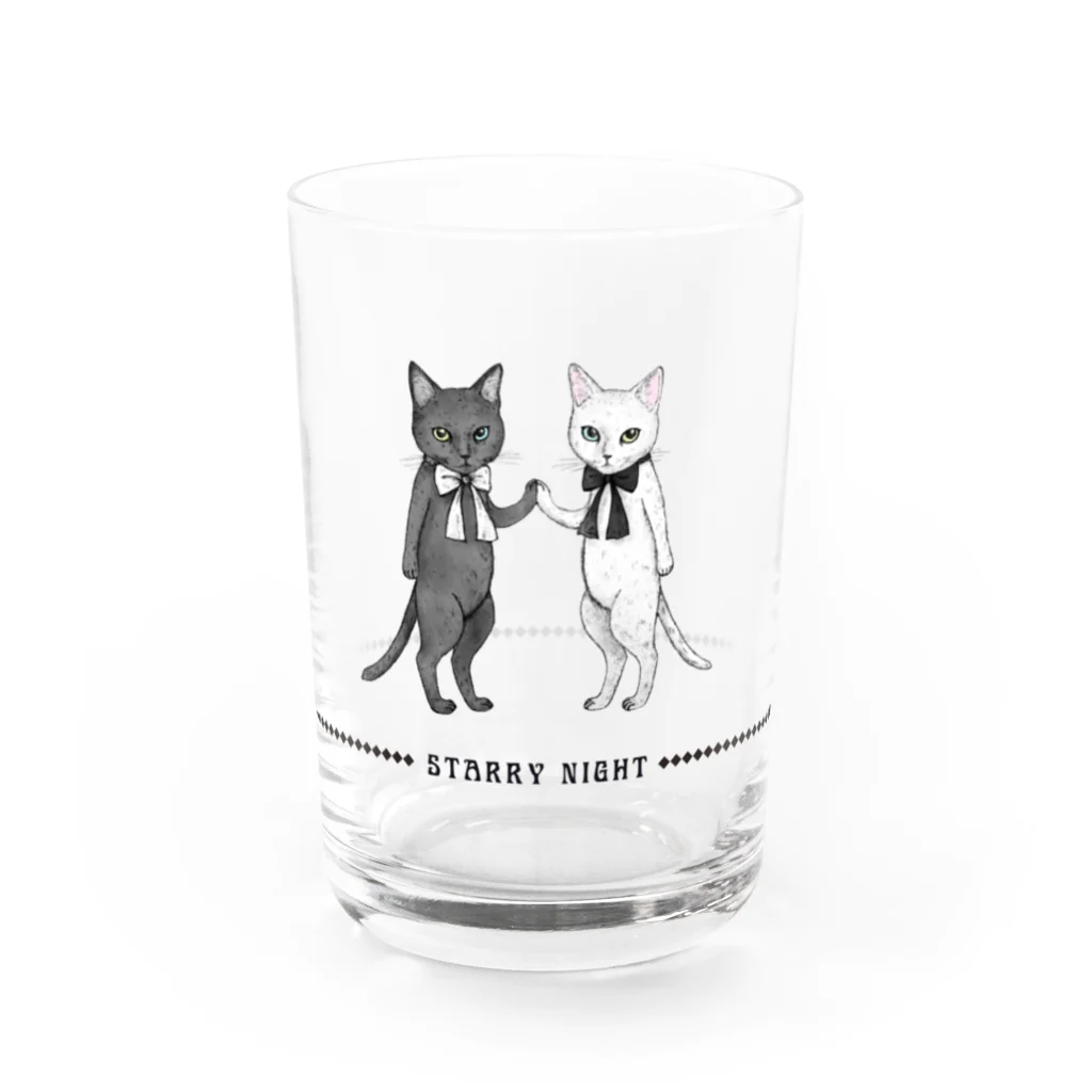 Starrynightの白黒の双子猫 Water Glass :front