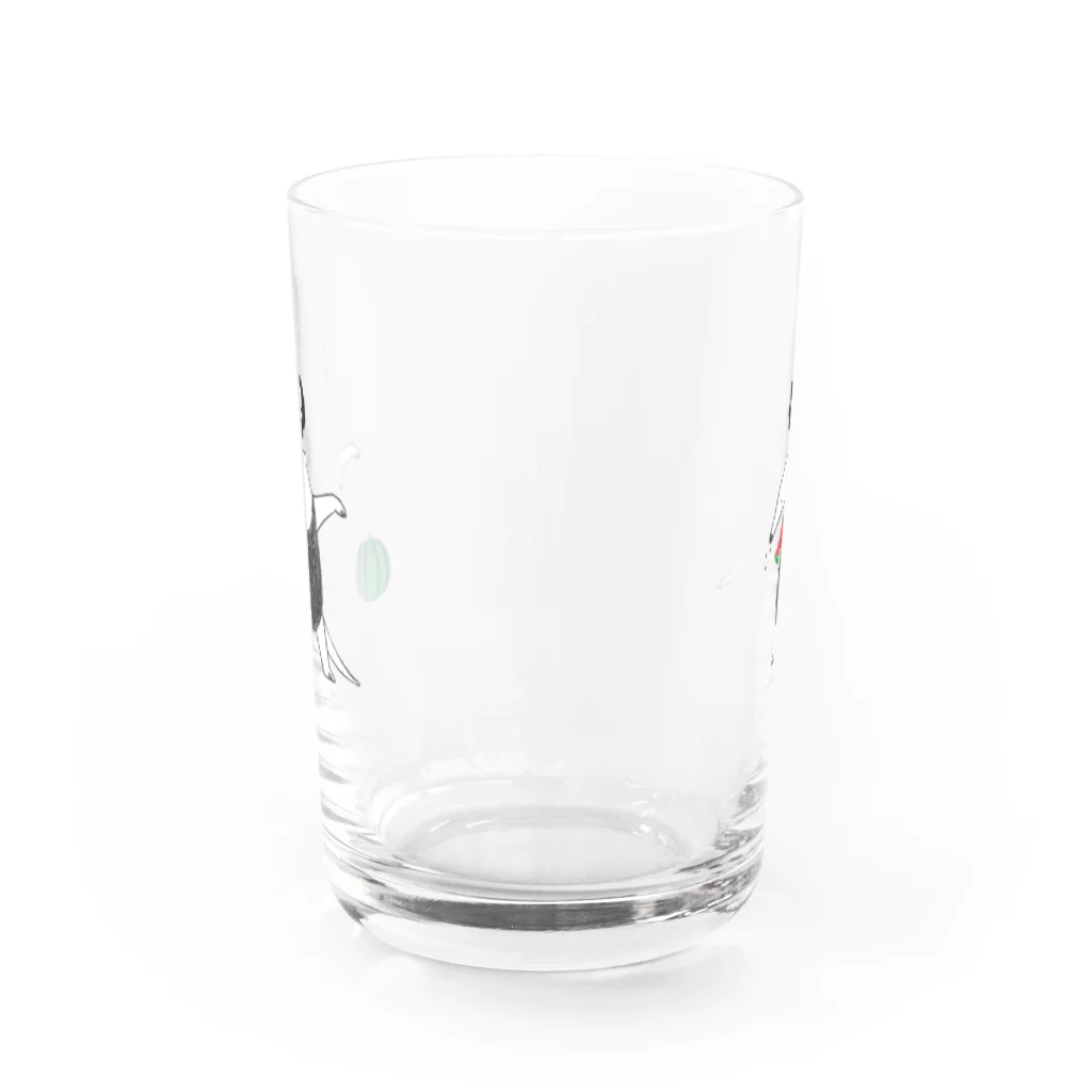 吉田美穂子/イラストレーターのアリクイとスイカ Water Glass :front