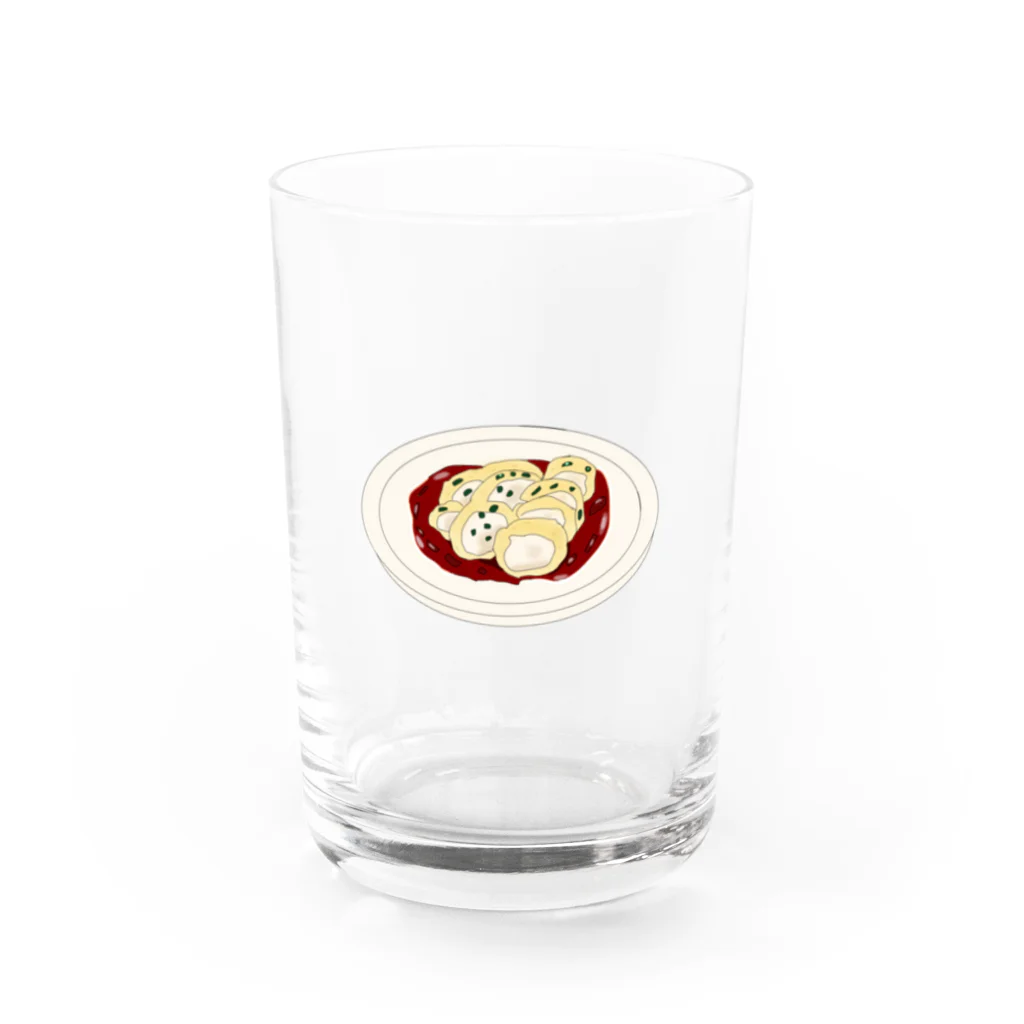 わっさーのれんこん天のかしわ天〜たるジュレ(パプリカ風味)withわさわさ葉っぱ Water Glass :front