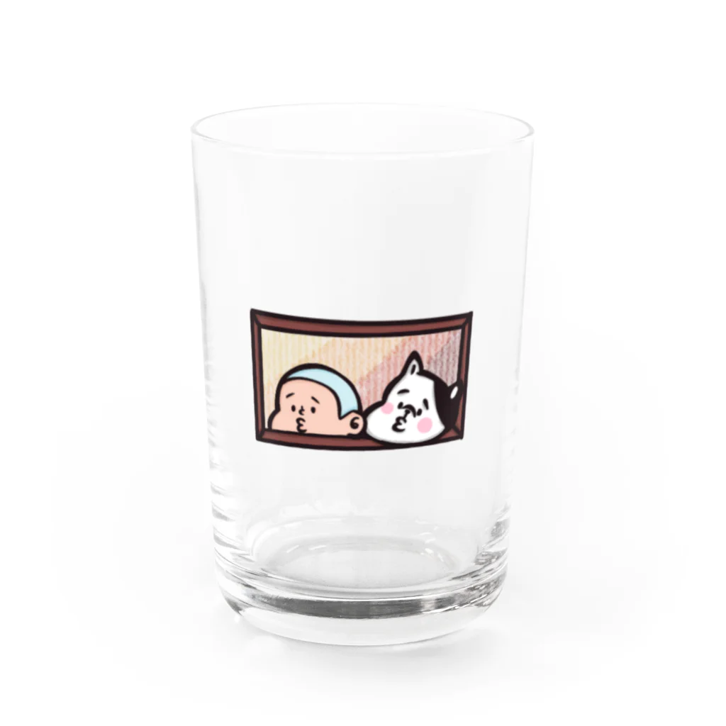 momochan_peのびぃ助と犬の窓からひょっこり Water Glass :front