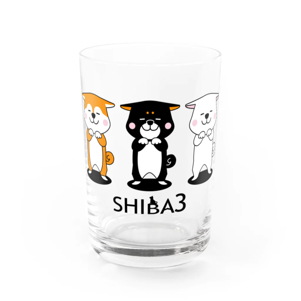 しっぽ堂のSHIBA3飛行機耳の柴犬 Water Glass :front