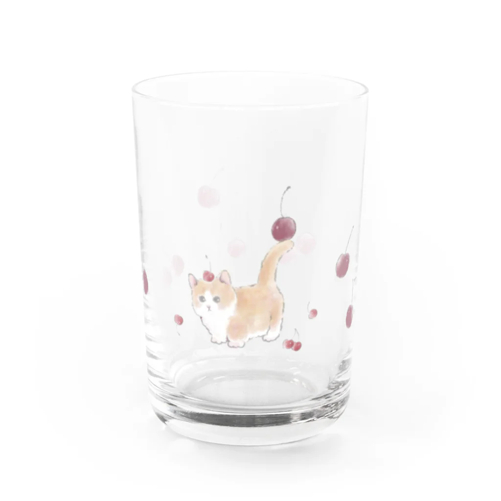 きまぐれこねこのさくらんぼとねこ Water Glass :front