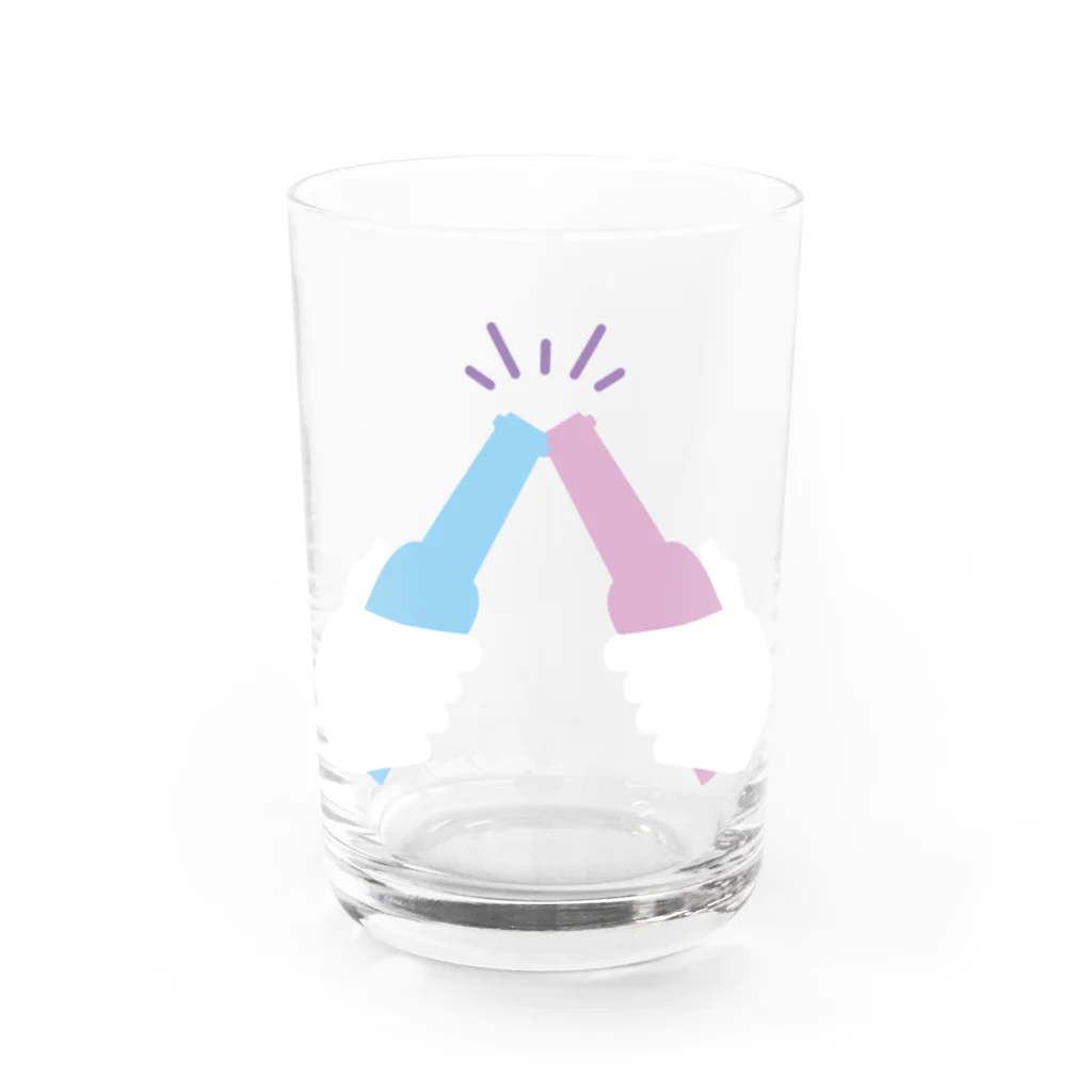 SANKAKU DESIGN STOREの友よ、乾杯しよう！ 青赤 Water Glass :front