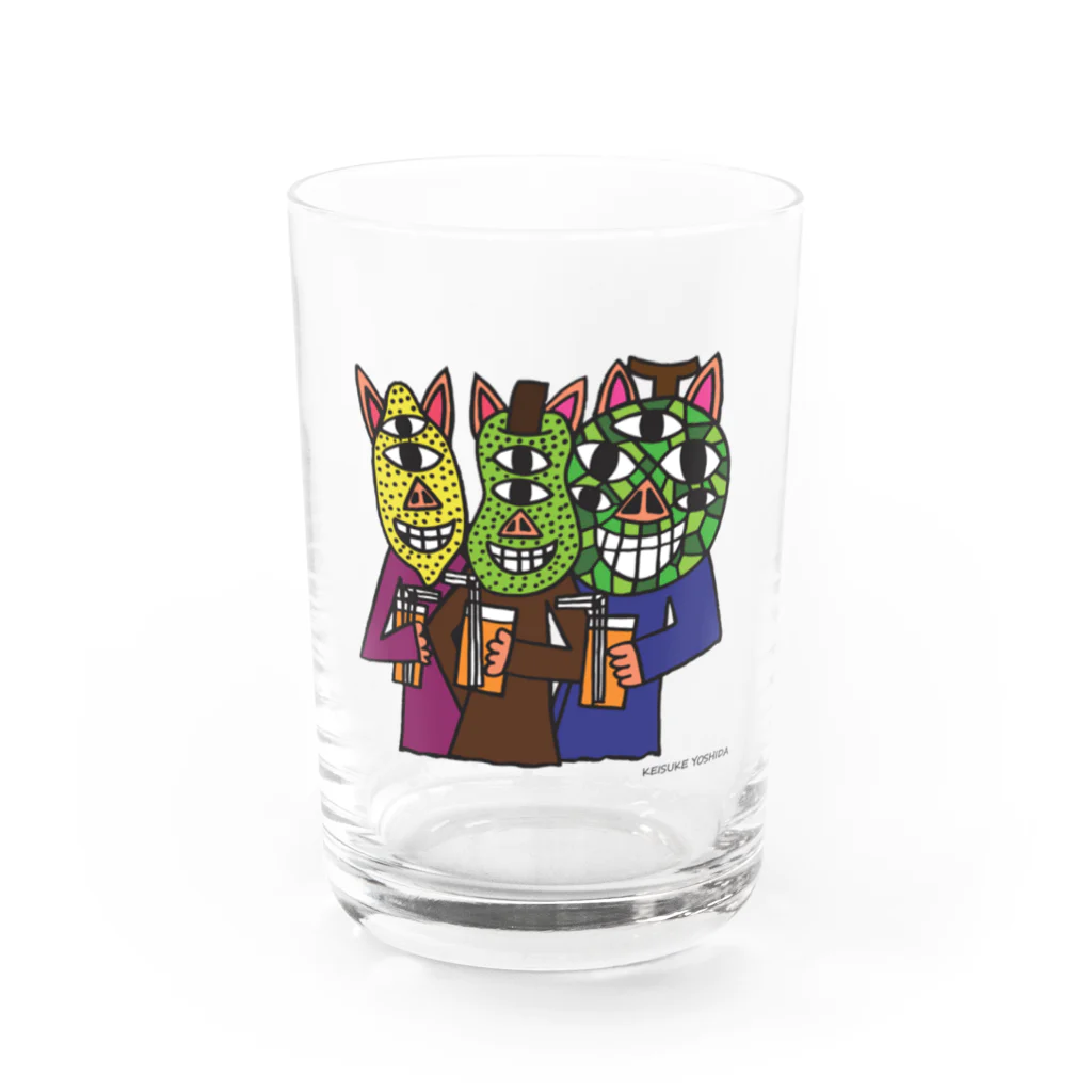 吉田圭佑アート事務所のフルーツ3匹の子豚 Water Glass :front