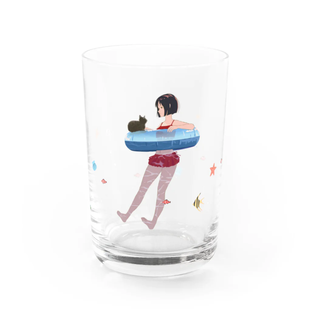 Yukihiro Nakamuraの猫と浮き輪少女 Water Glass :front