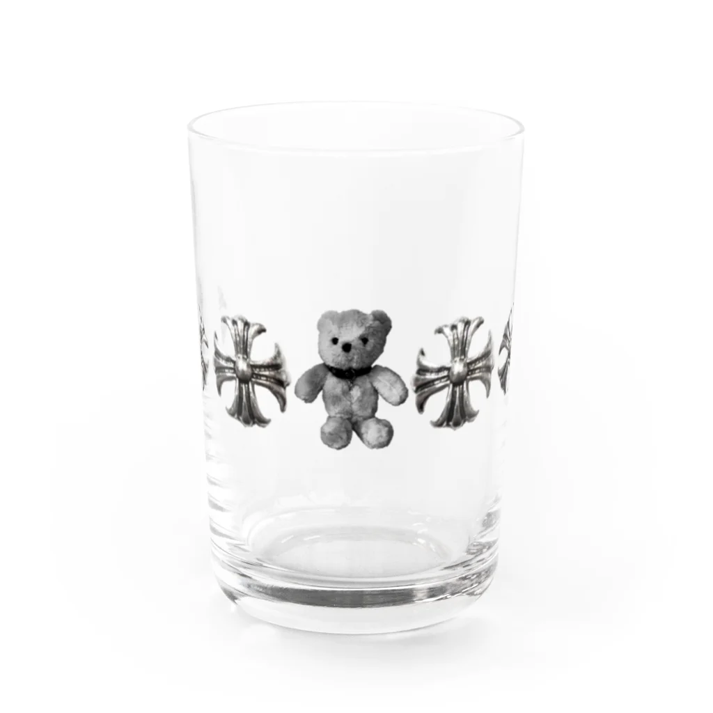 💜Salon de Lucia💜のGreek Crosses Teddy - monochrome Water Glass :front