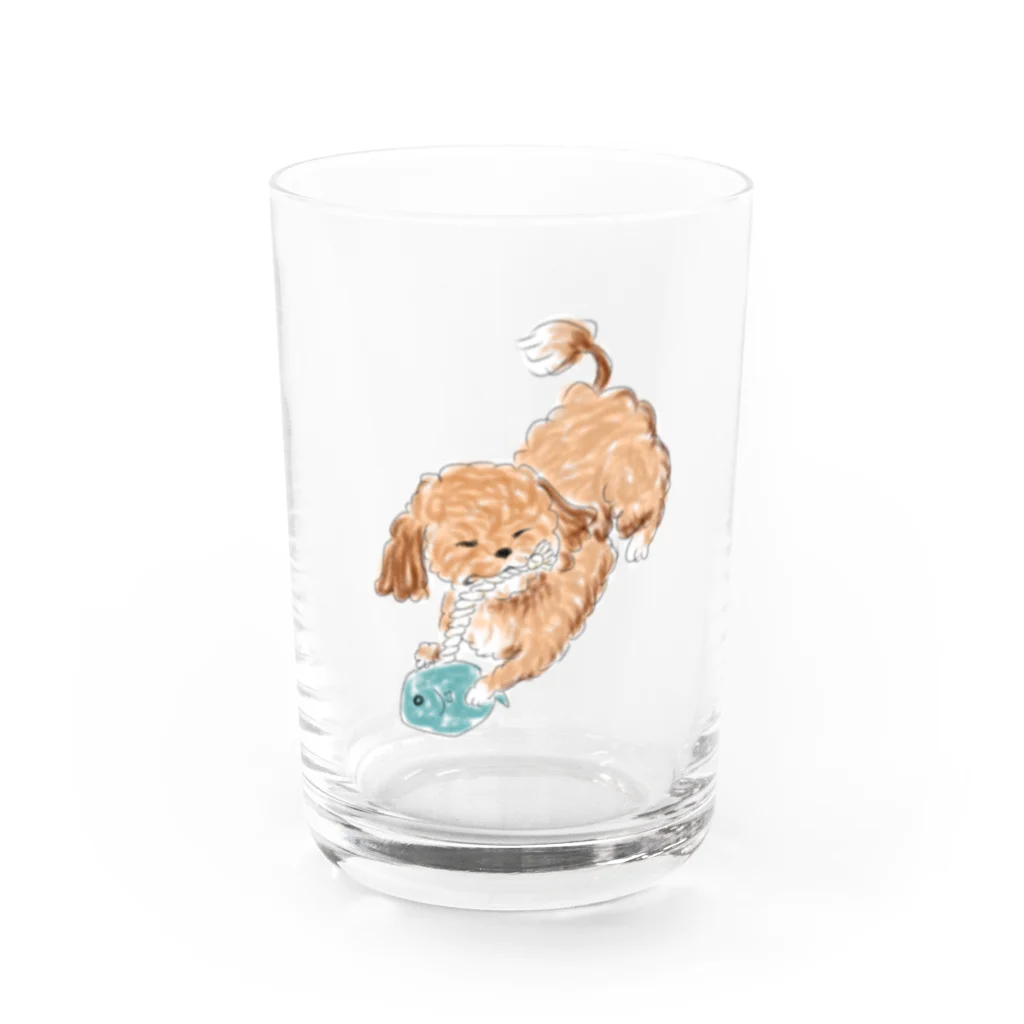 ゆるいイラストのおみせ。のミックス犬 Water Glass :front