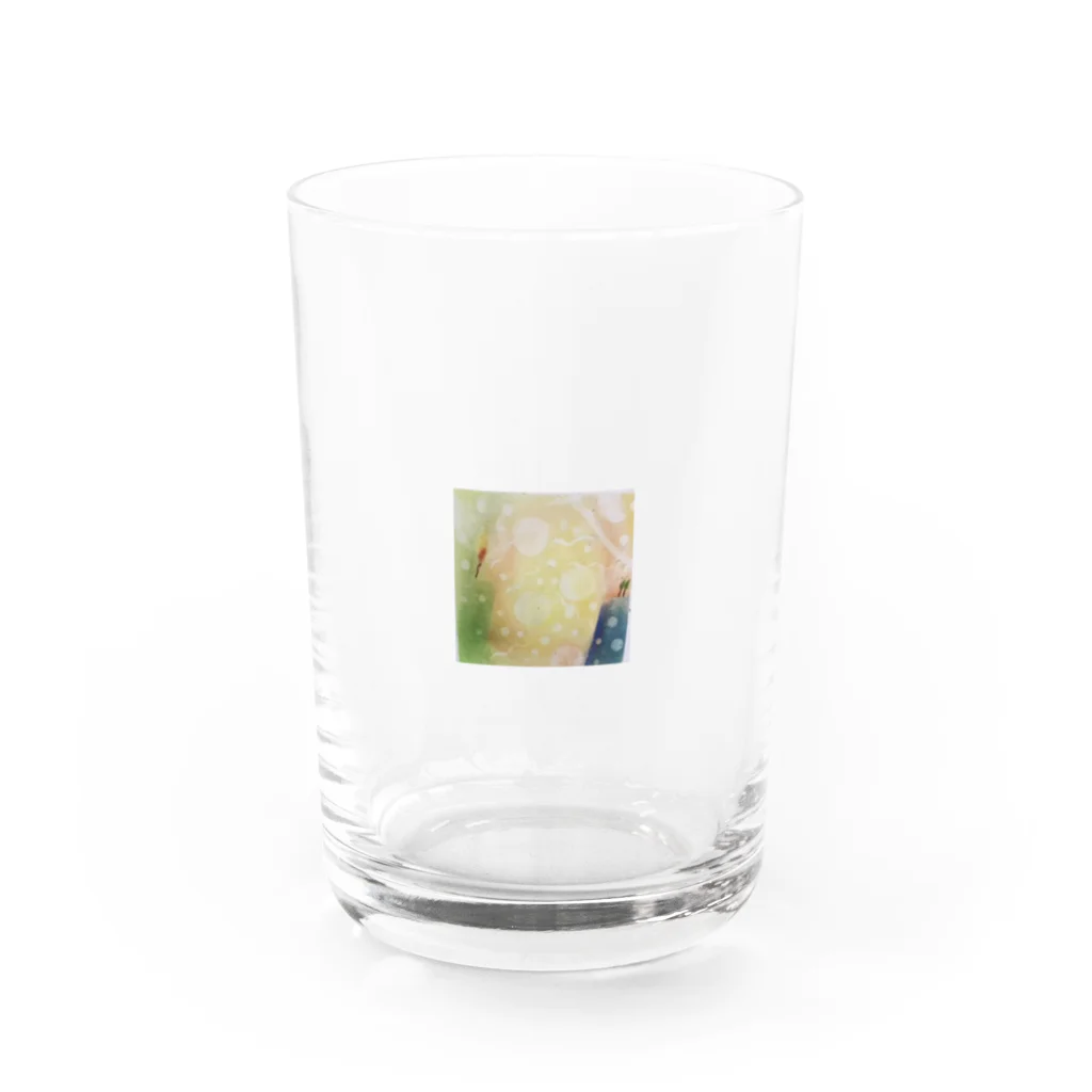 虹色の華の富士山と祈り Water Glass :front