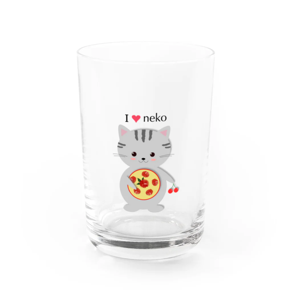 ねこの夢屋のチェリにゃん（花笠） Water Glass :front