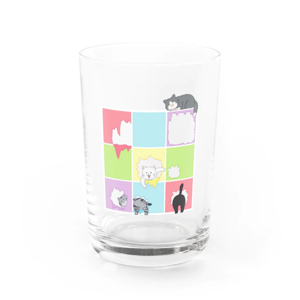 街角のお店の穴開けニャンコ Water Glass :front