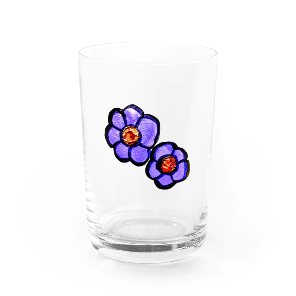 チームナチョスのむらさきのお花 Water Glass :front