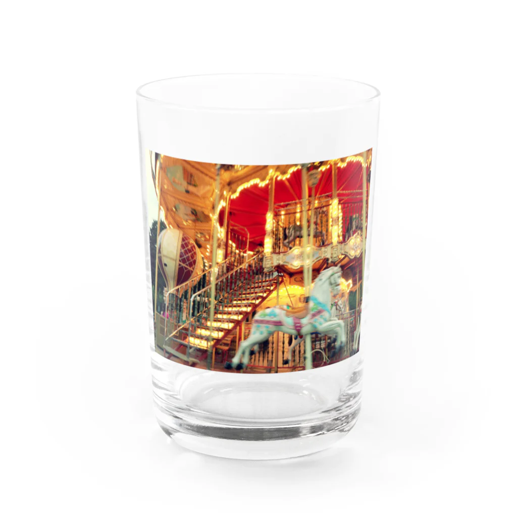 mochi clubの移動遊園地のメリーゴーラウンド Water Glass :front