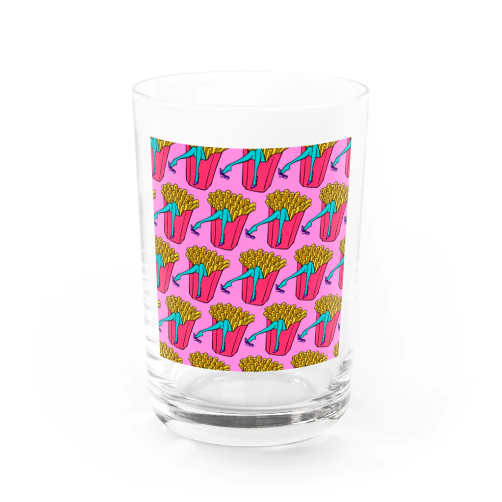 Mieko_Kawasakiの誘惑のフライドポテト🍟　ピンクAO / FRENCH FRIES GULTY PLEASURE Water Glass :front