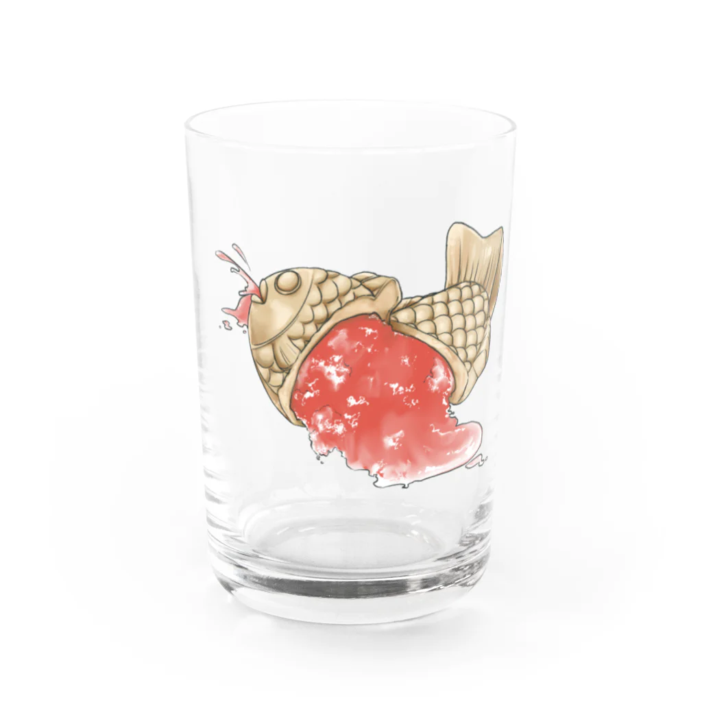 ちゃたろうのお店。のかき氷たいやきくん（苺） Water Glass :front