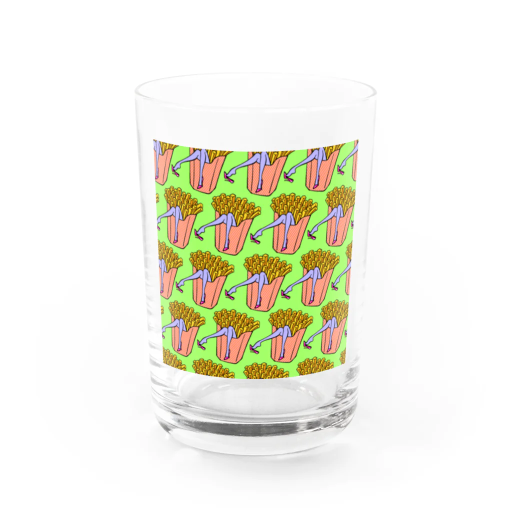 Mieko_Kawasakiの魅惑のフライドポテト🍟　GULTY PLEASURE FRENCH FRIES GREEN Water Glass :front