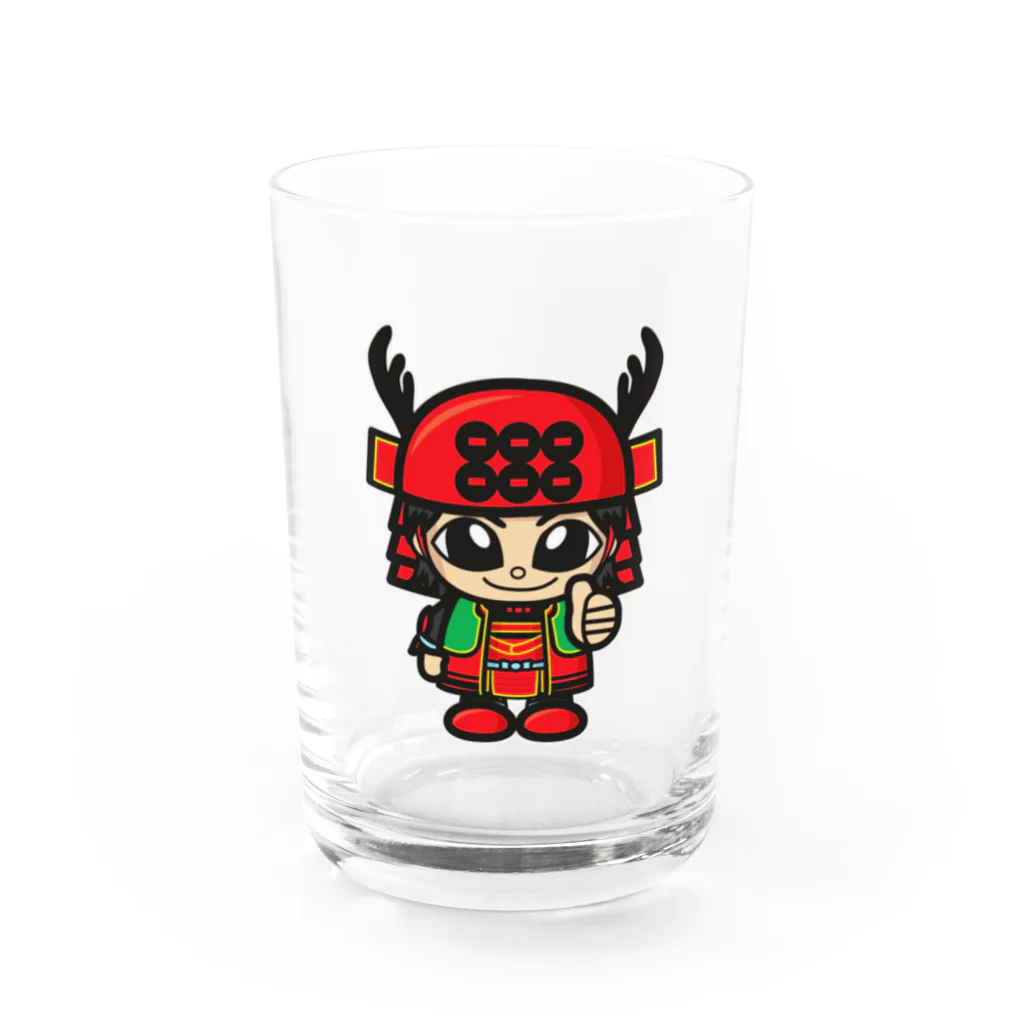 真田幸丸屋  SUZURI支店の真田幸丸(サムズアップ) Water Glass :front